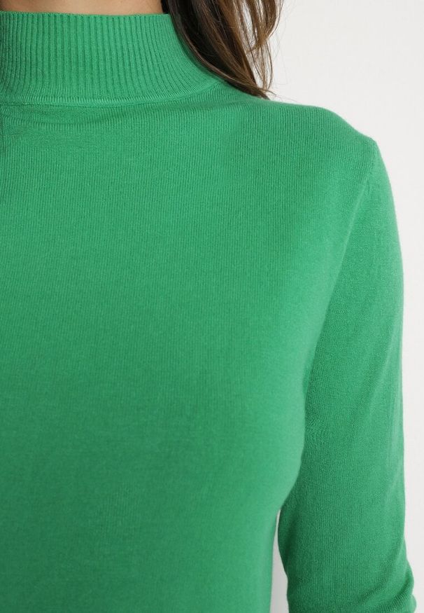 Born2be - Zielony Klasyczny Golf Alotta. Okazja: na co dzień. Typ kołnierza: golf. Kolor: zielony. Materiał: poliamid, poliester, jedwab, jeans. Długość rękawa: długi rękaw. Długość: długie. Styl: klasyczny