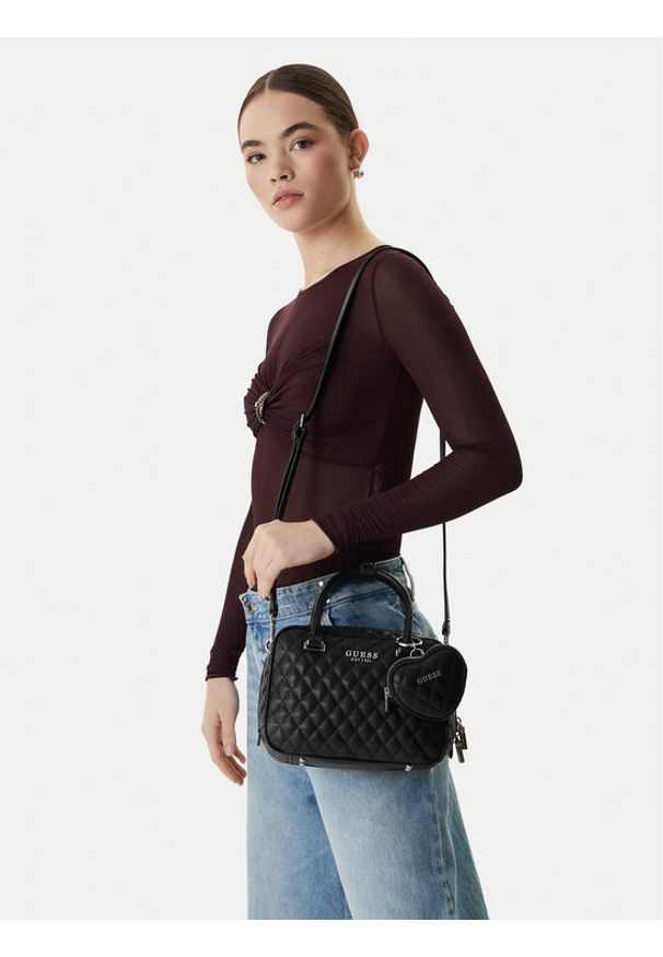 Guess Torebka Atabey HWQG98 94050 Czarny. Kolor: czarny. Materiał: skórzane