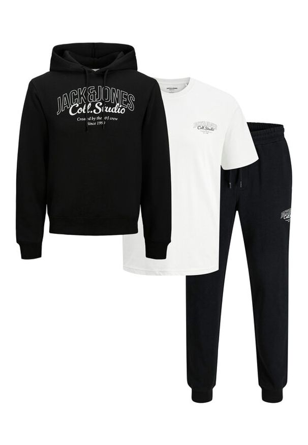 Jack & Jones - Jack&Jones Komplet t-shirt, bluza i spodnie Makoto 12287681 Czarny Regular Fit. Kolor: czarny. Materiał: bawełna