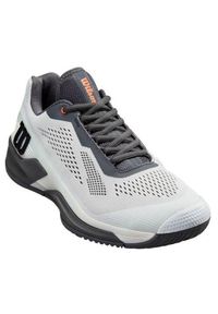 Buty do tenisa męskie Wilson Rush Pro 4.0. Kolor: biały, wielokolorowy. Materiał: syntetyk, materiał. Szerokość cholewki: normalna. Sport: tenis