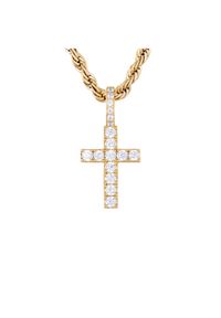 ICED STUFF Zawieszka Micro Diamond Cross Złoty. Materiał: metalowe. Kolor: złoty