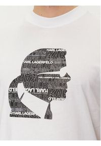 Karl Lagerfeld - KARL LAGERFELD T-Shirt 755423 542241 Biały Regular Fit. Typ kołnierza: dekolt w karo. Kolor: biały. Materiał: bawełna #4