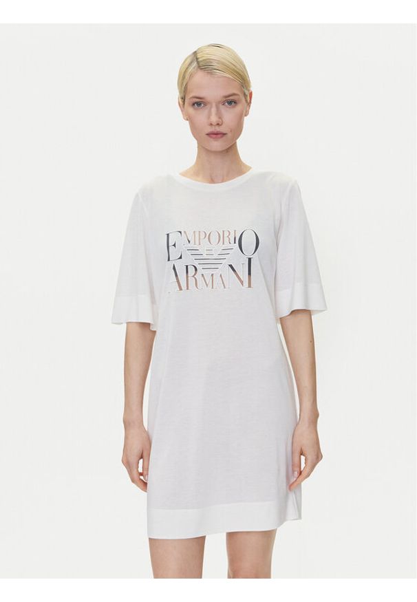 Emporio Armani Sukienka codzienna EW000618 AF12187 U1131 Biały Loose Fit. Okazja: na co dzień. Kolor: biały. Materiał: wiskoza. Typ sukienki: proste. Styl: casual