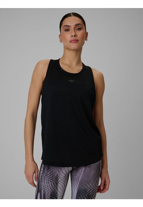 4f - 4F Top loose treningowy szybkoschnący damski - czarny XS. Kolor: czarny. Materiał: tkanina. Sport: fitness, joga i pilates