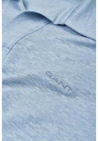 GANT - Koszulka polo męska Gant Linen Ss Polo. Typ kołnierza: polo. Kolor: niebieski. Materiał: len