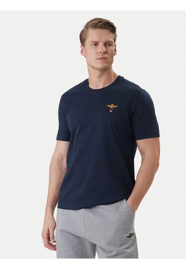 Aeronautica Militare T-Shirt 261TS1580UJ00372 Granatowy Regular Fit. Kolor: niebieski. Materiał: bawełna