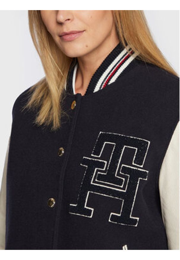 TOMMY HILFIGER - Tommy Hilfiger Kurtka bomber Blend WW0WW37308 Granatowy Regular Fit. Kolor: niebieski. Materiał: wełna