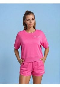 Sinsay - Bluza z krótkim rękawem - różowy. Kolor: różowy. Długość rękawa: krótki rękaw. Długość: krótkie