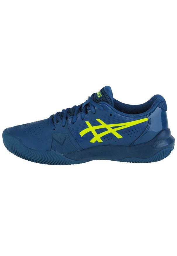 Buty tenisowe męskie Asics Gel Challenger 14 Clay 1041A449-400. Zapięcie: sznurówki. Kolor: niebieski, żółty, wielokolorowy. Materiał: syntetyk, tkanina, materiał. Szerokość cholewki: normalna. Sport: tenis