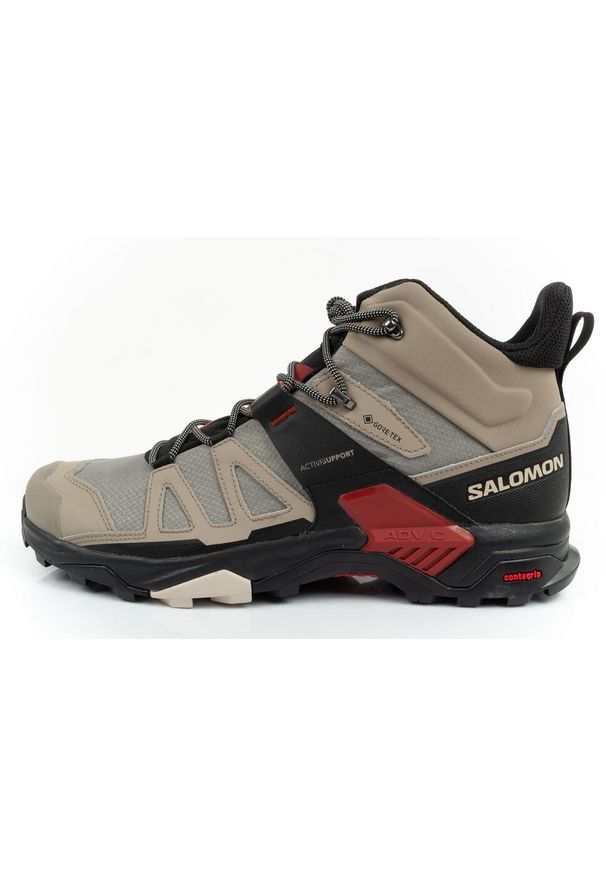 salomon - Buty trekkingowe sportowe męskie Salomon X Ultra 4 Mid GTX. Kolor: wielokolorowy, beżowy, czarny