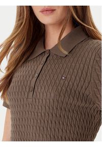 TOMMY HILFIGER - Tommy Hilfiger Sweter Fine WW0WW41474 Brązowy Regular Fit. Kolor: brązowy. Materiał: bawełna #5