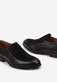 Born2be - Czarne Eleganckie Półbuty Loafersy z Kontrastowym Przodem i Skórzaną Wkładką Seiya. Okazja: na co dzień. Kolor: czarny. Materiał: skóra. Sezon: wiosna, lato. Obcas: na obcasie. Styl: elegancki. Wysokość obcasa: niski #3