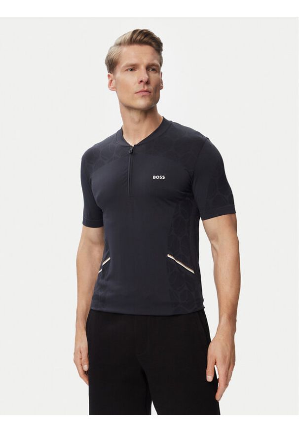 BOSS T-Shirt Game 2 50564794 Granatowy Slim Fit. Kolor: niebieski. Materiał: syntetyk