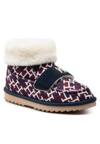 TOMMY HILFIGER - Kapcie Tommy Hilfiger - Boot Slipper Monogram FW0FW06717 Rwb Monogram 0KQ. Okazja: do domu. Kolor: niebieski. Materiał: materiał, wełna. Szerokość cholewki: normalna #1