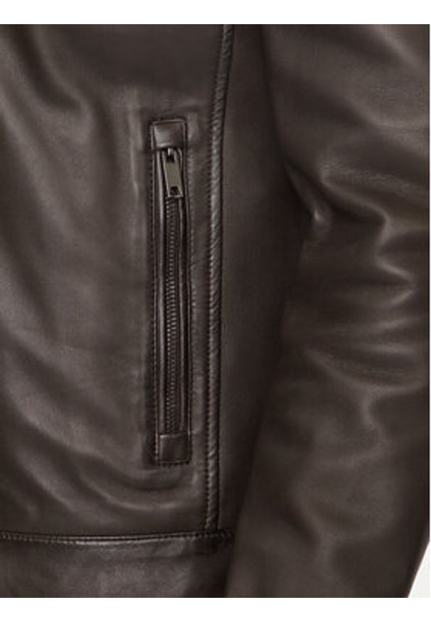 Serge Pariente Kurtka skórzana Joseph Brązowy Regular Fit. Kolor: brązowy. Materiał: skóra