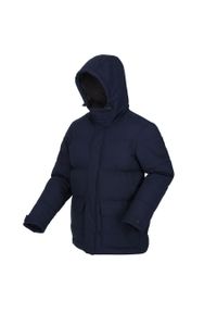 Regatta - Kurtka turystyczna męska Falkner pikowana. Typ kołnierza: kaptur. Kolor: niebieski. Materiał: poliester. Sport: turystyka piesza #1