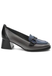 Granatowe Półbuty Armodo Skórzane Eleganckie Buty Na Obcasie. Zapięcie: klamry. Kolor: niebieski. Materiał: skóra. Obcas: na obcasie. Styl: elegancki #7