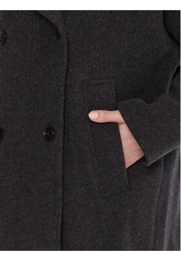 Marc O'Polo Płaszcz wełniany 508 0302 71151 Szary Relaxed Fit. Typ kołnierza: polo. Kolor: szary. Materiał: wełna