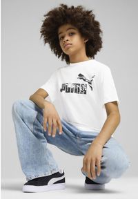 Puma - Młodzieżowa koszulka Essentials Camo PUMA White. Kolor: biały. Wzór: moro