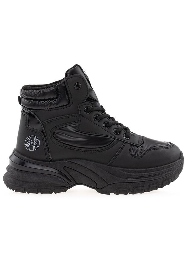 Buty Lee Cooper LCJ-23-44-1973L - czarne. Wysokość cholewki: za kostkę. Zapięcie: sznurówki. Kolor: czarny. Materiał: guma, materiał, syntetyk. Szerokość cholewki: normalna. Sezon: zima