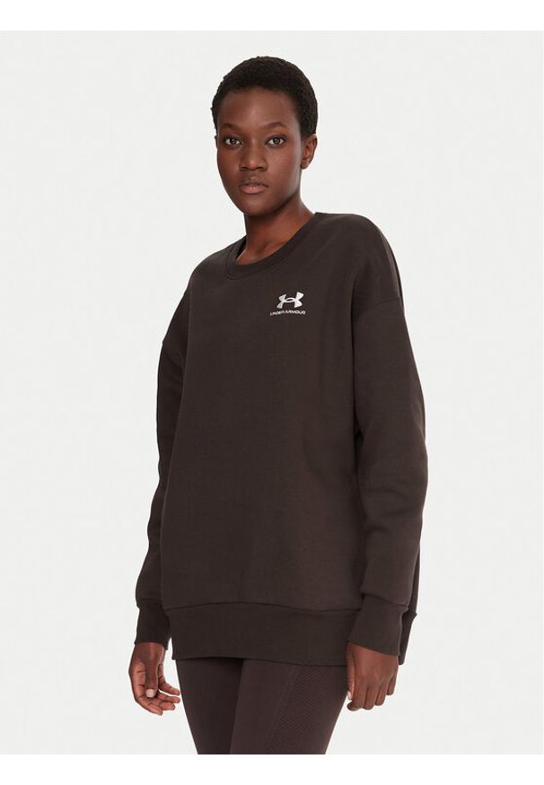 Under Armour Bluza Essential 1379475 Brązowy Loose Fit. Kolor: brązowy. Materiał: bawełna