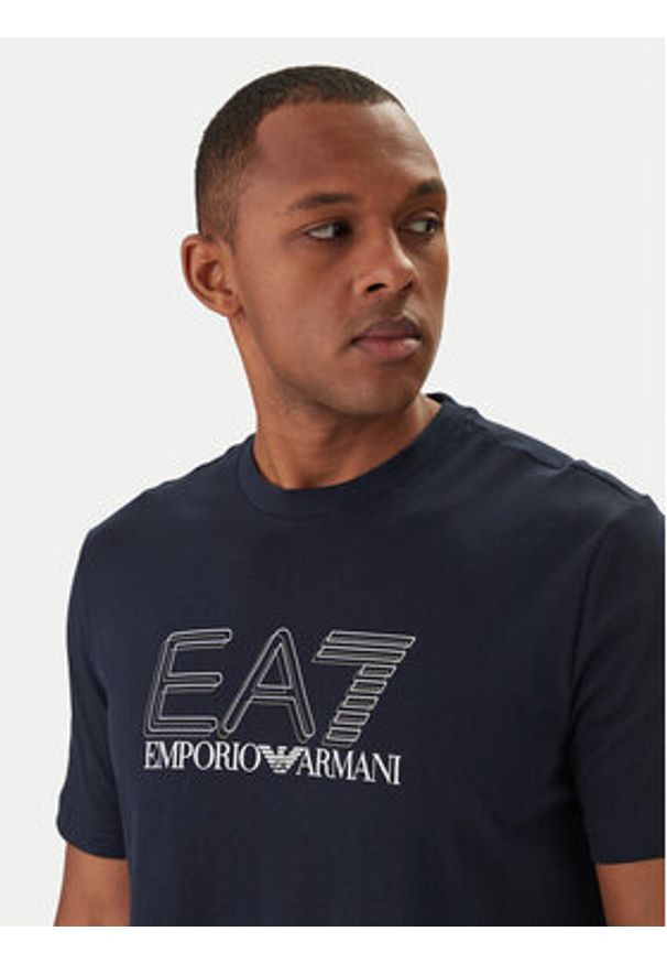 EA7 Emporio Armani T-Shirt 7M001307 AF10375 Granatowy Regular Fit. Kolor: niebieski. Materiał: bawełna