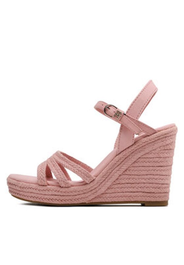 TOMMY HILFIGER - Tommy Hilfiger Espadryle Essential Wedge Sandal FW0FW07159 Różowy. Kolor: różowy. Materiał: materiał