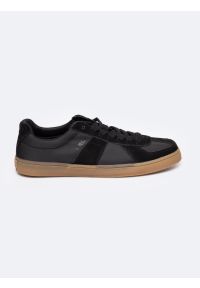 Big-Star - Sneakersy męskie ze skóry naturalnej czarne RR174038 906. Okazja: na co dzień. Zapięcie: sznurówki. Kolor: czarny. Materiał: skóra. Szerokość cholewki: normalna