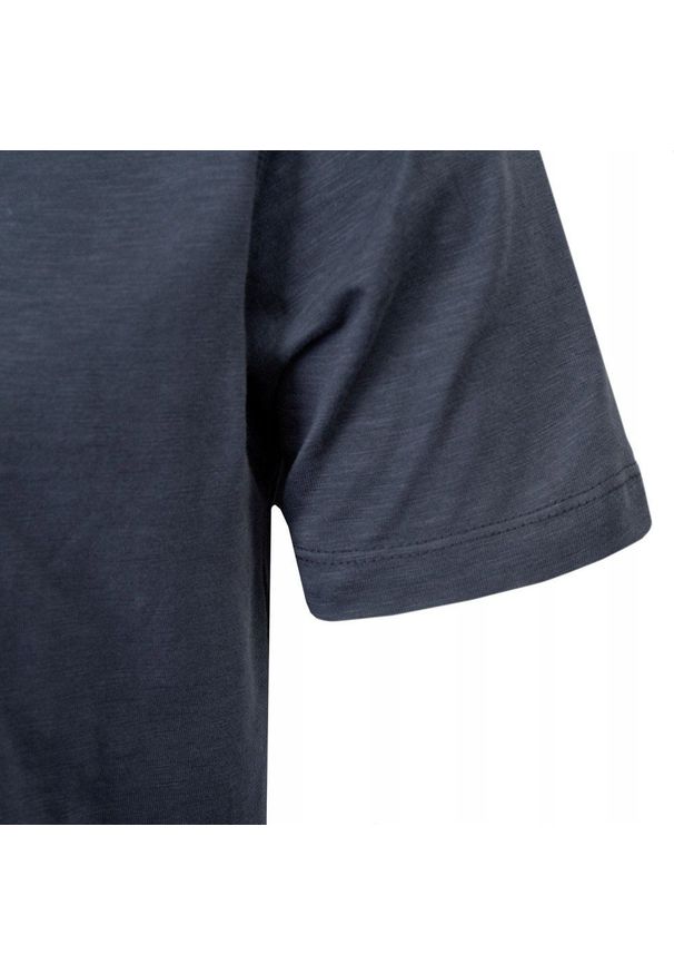 Granatowy Męski T-Shirt, Dekolt z Guzikami - Pako Jeans. Okazja: na co dzień. Kolor: niebieski. Materiał: bawełna. Styl: casual