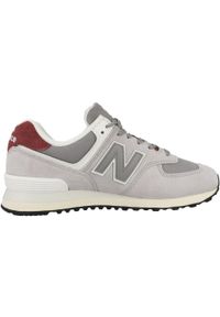 Buty do chodzenia męskie New Balance U574KGN. Zapięcie: sznurówki. Kolor: szary. Materiał: syntetyk, materiał, skóra, tkanina. Szerokość cholewki: normalna. Model: New Balance 574. Sport: turystyka piesza