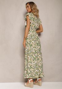 Renee - Ciemnozielona Sukienka Boho z Gumką w Pasie i Asymetrycznym Dołem z Wiskozy Anorissa. Kolor: zielony. Materiał: wiskoza. Typ sukienki: asymetryczne. Styl: boho #3