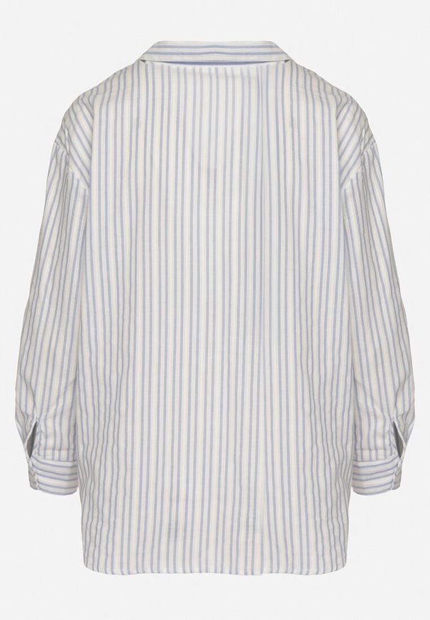 Born2be - Niebieska Koszula z Bawełny w Paski Tolisianne. Okazja: na spotkanie biznesowe, na co dzień. Typ kołnierza: kołnierzyk klasyczny. Kolor: niebieski. Materiał: bawełna. Długość rękawa: długi rękaw. Długość: długie. Wzór: paski. Styl: casual, klasyczny, biznesowy