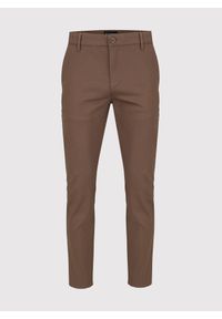 Pako Lorente - PAKO LORENTE – Jasnobrązowe spodnie męskie o kroju Slim Fit. Kolor: brązowy. Materiał: bawełna, elastan. Wzór: gładki. Styl: klasyczny
