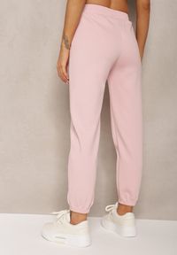 Renee - Różowe Dresowe Spodnie z Bawełny z Kieszeniami High Waist Faerida. Okazja: na spacer. Stan: podwyższony. Kolor: różowy. Materiał: dresówka, bawełna #3