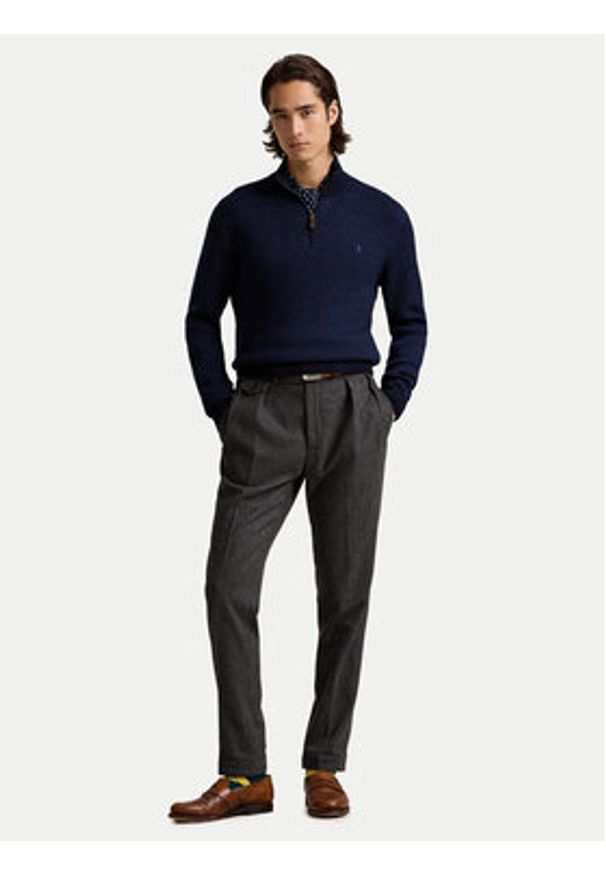 Polo Ralph Lauren Sweter 710948865003 Granatowy Regular Fit. Typ kołnierza: polo. Kolor: niebieski. Materiał: wełna