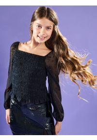 Sinsay - Elegancka bluzka z bufkami - czarny. Kolor: czarny. Styl: elegancki