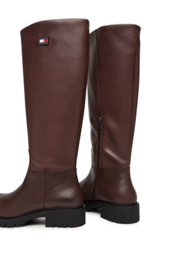 Tommy Jeans Kozaki Tjw Stretchy Long Shaft Boot EN0EN02828 Brązowy. Kolor: brązowy. Materiał: skóra