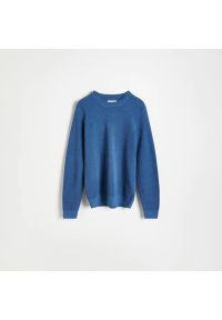 Reserved - Sweter o strukturalnym splocie - Niebieski. Kolor: niebieski. Wzór: ze splotem #1