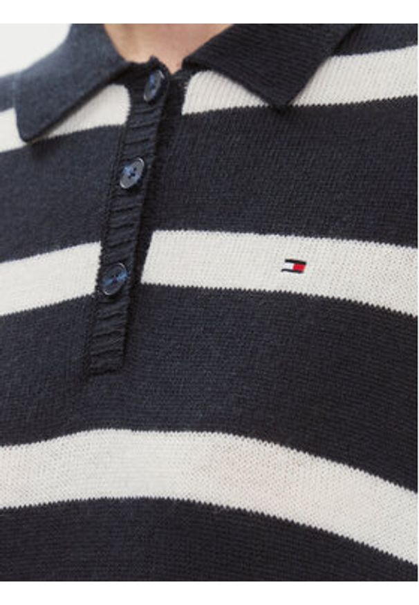 TOMMY HILFIGER - Tommy Hilfiger Sukienka dzianinowa WW0WW39931 Granatowy Relaxed Fit. Kolor: niebieski. Materiał: wełna