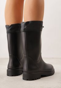 Born2be - Czarne Kalosze ze Stoperem na Cholewce Eunosa. Okazja: na co dzień. Kolor: czarny. Materiał: jeans. Szerokość cholewki: normalna. Styl: casual, elegancki #6