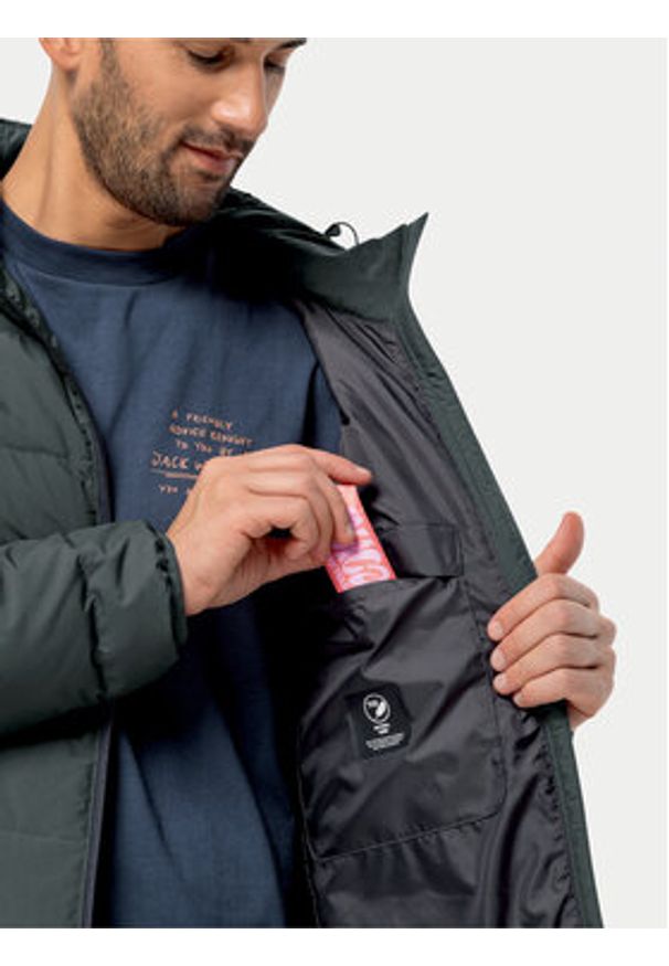 Jack Wolfskin Kurtka puchowa Colonius Jkt 1207431 Zielony Regular Fit. Kolor: zielony. Materiał: syntetyk