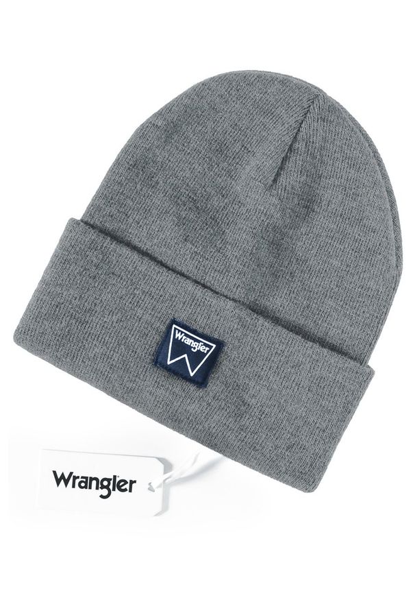 Wrangler - MĘSKA CZAPKA ZIMOWA WRANGLER BASIC BEANIE MID GREY MEL W0M03UH37 112125644. Materiał: materiał. Wzór: melanż. Sezon: zima