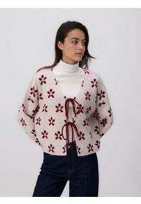 Reserved - Wzorzysty kardigan z wiązaniami - wielobarwny. Materiał: dzianina, wełna #1