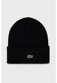 Lacoste czapka wełniana kolor czarny wełniana. Kolor: czarny. Materiał: wełna #1