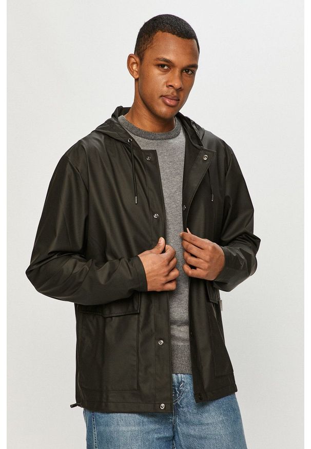 Rains - Kurtka przeciwdeszczowa 1826 Short Hooded Coat. Okazja: na co dzień. Kolor: czarny. Styl: casual