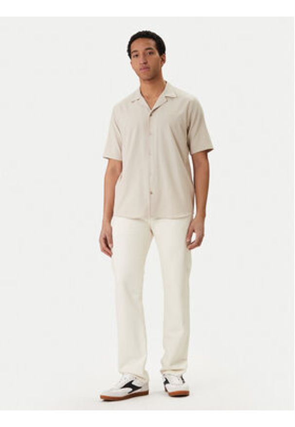 Karl Lagerfeld - KARL LAGERFELD Koszula 605942 562034 Beżowy Regular Fit. Typ kołnierza: dekolt w karo. Kolor: beżowy. Materiał: syntetyk