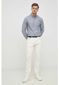Michael Kors koszula męska kolor granatowy slim z kołnierzykiem button-down. Typ kołnierza: button down. Kolor: niebieski #3