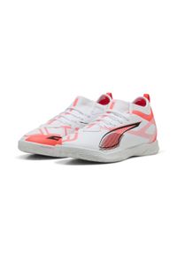 Puma - Młodzieżowe buty piłkarskie ULTRA 5 MATCH IT, średnia wysokość PUMA. Kolor: biały, czerwony, wielokolorowy, czarny. Materiał: guma. Szerokość cholewki: normalna. Sport: piłka nożna