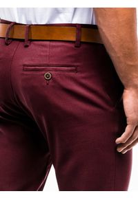 Ombre Clothing - Spodnie męskie chino P832 - bordowe - M. Kolor: czerwony. Materiał: tkanina, poliester, elastan, wiskoza. Styl: elegancki, klasyczny #5