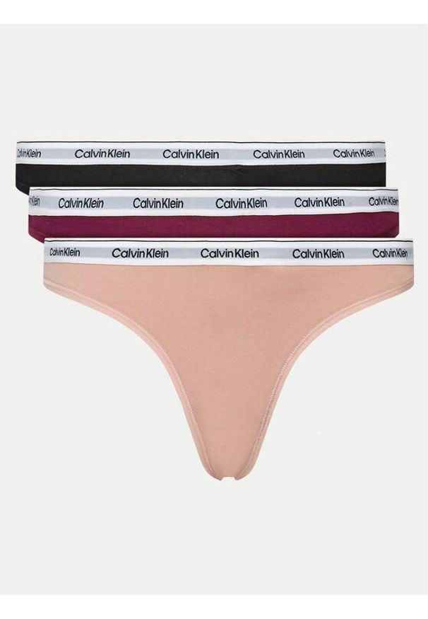 Calvin Klein Underwear Komplet 3 par stringów 000QD5209E Kolorowy. Materiał: bawełna. Wzór: kolorowy